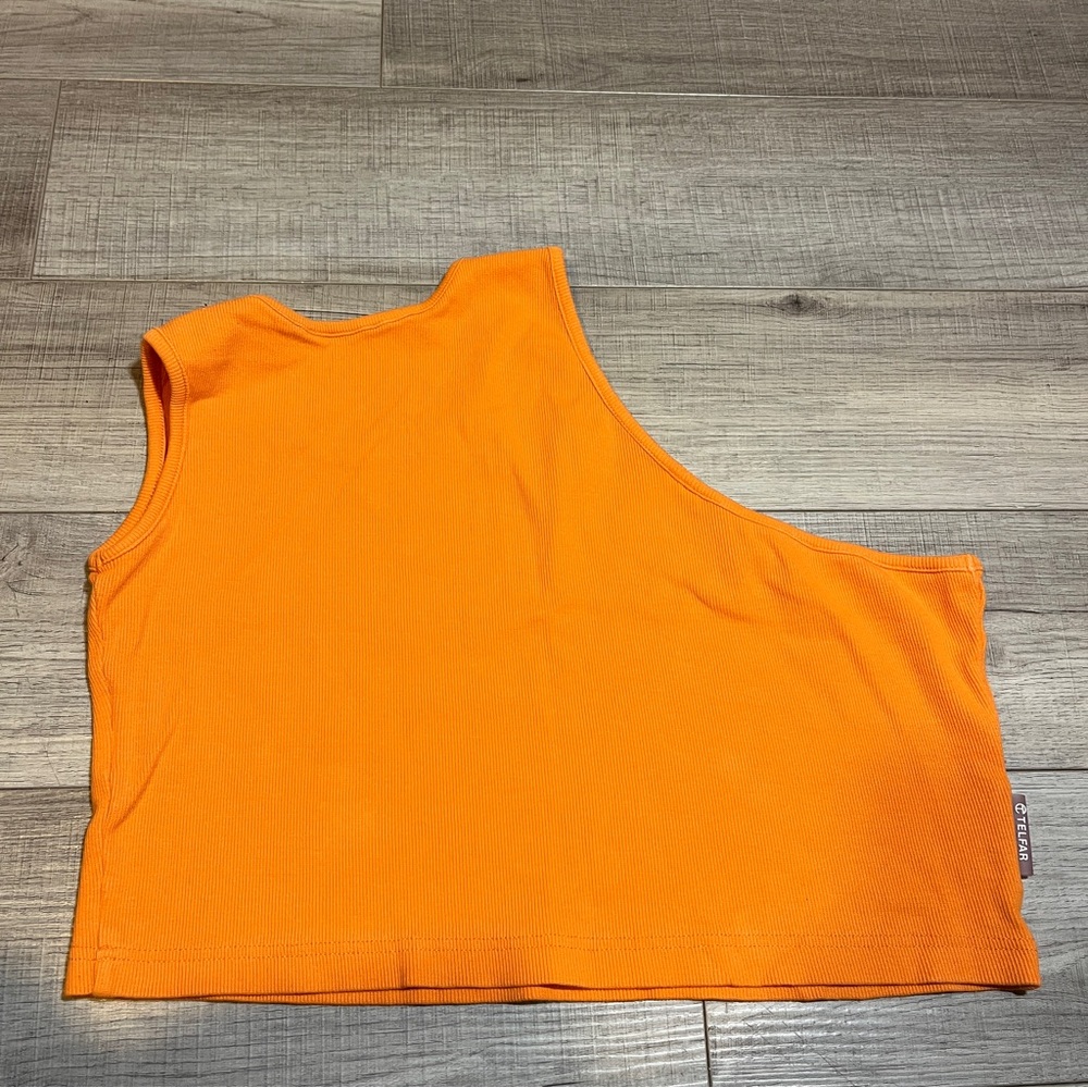 Telfar Cropped Half Tank Top Orange Y2K Streetwear Minimalist Aesthetic Vintage